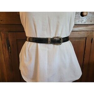 Vintage 1994 Brighton 50103 Black Leather Made In USA Belt